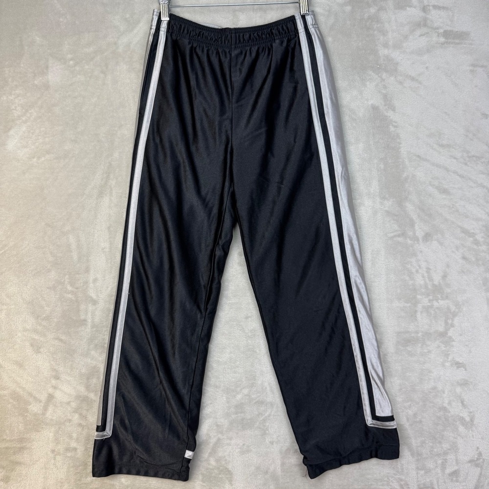 Vintage Old Navy Reversible Dazzle Mesh Track Pants Black Silver Baggy 26x27